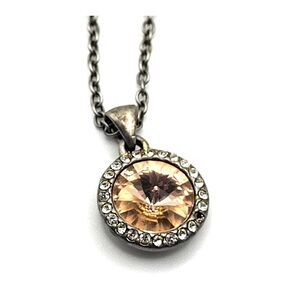 Lia Sophia Circular Yellow Crystal Pendant Necklace Missing one stone 21in